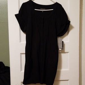 Black button front dress